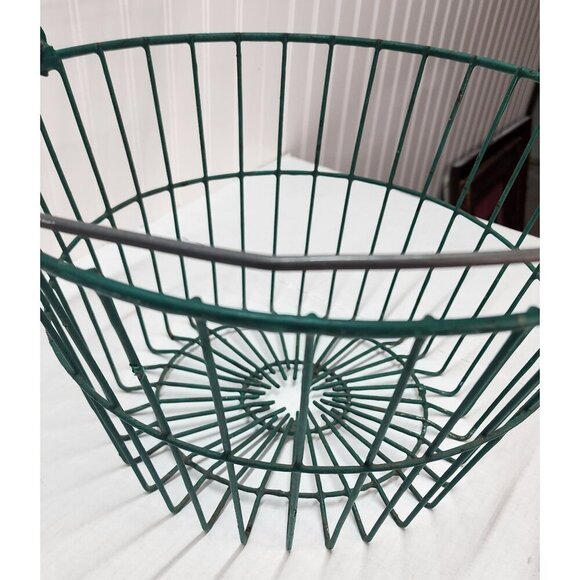 Green Wire Basket With Sturdy Metal Handle - Industrial Farmhouse Style For Stor - Picture 12 of 16